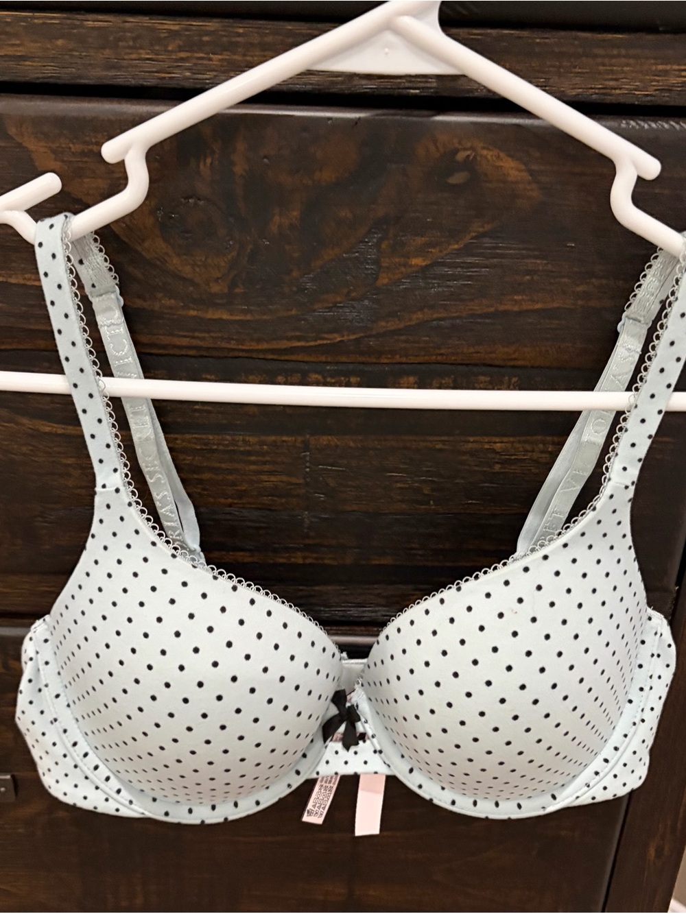 Victoria's Secret Light Blue Polka Dot Body by Victoria Perfect shape bra.